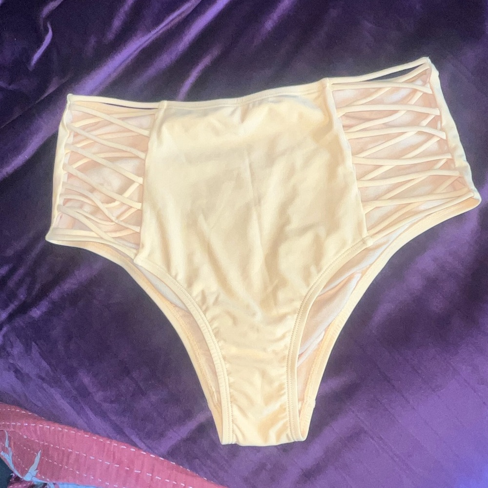 Yellow high waisted bikini bottoms